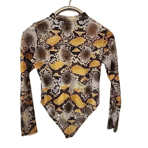 Black Bead Mesh Animal print body suit.  Size Large - Picture 2 of 4